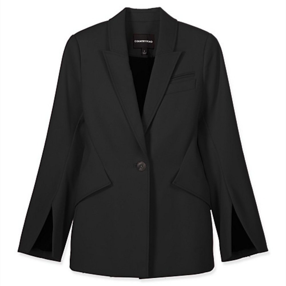 Country Road Black Tailored Blazer - Size 6 US 10 AU